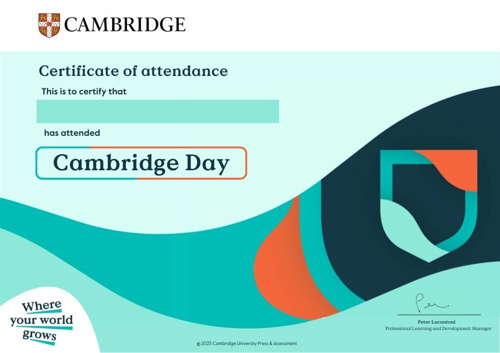Cambridge Day certificate