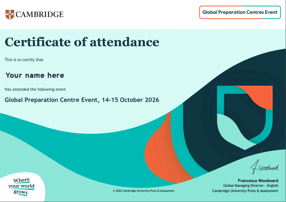 Certificate of attendance example