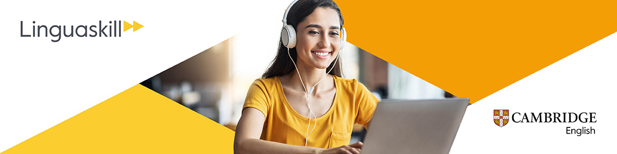 Young woman with laptop and headphones
